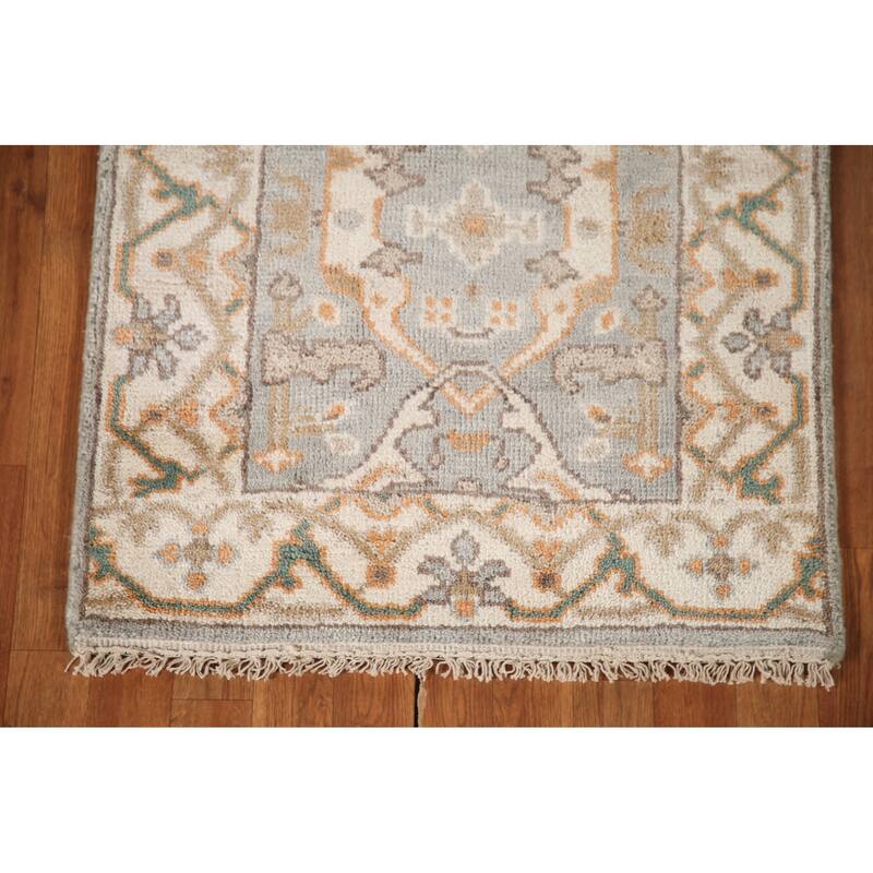 All-Over Oushak Oriental Runner Rug Hand-knotted Wool Carpet - 2'8"x 9'11"