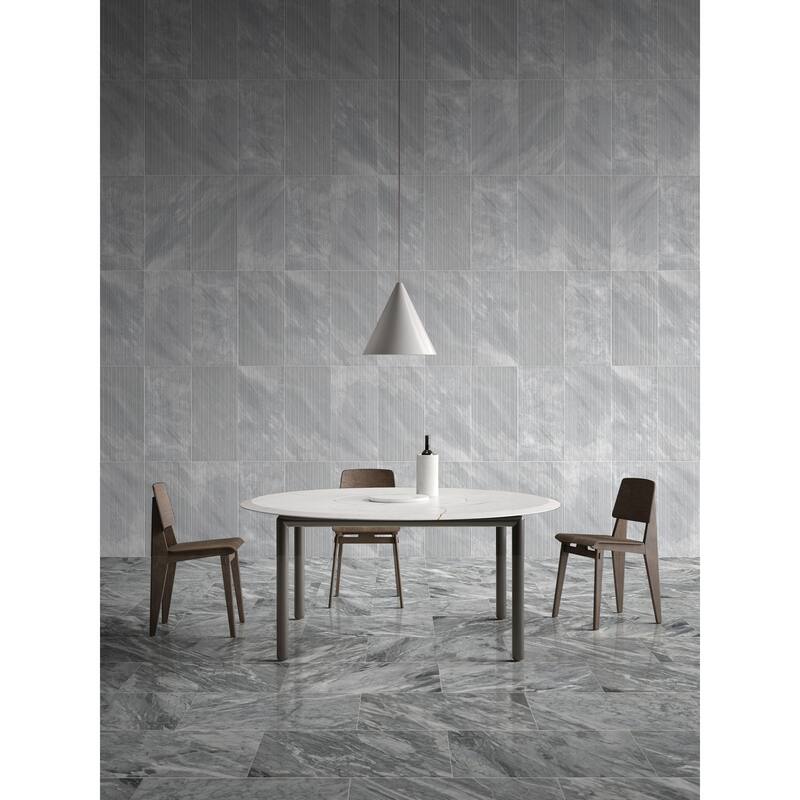 Roomfitters Carrara Marble Tile, OL Textured 3D Fluted Natural Stone for Wall, Genuine Marble, 4-Piece Box, Gray