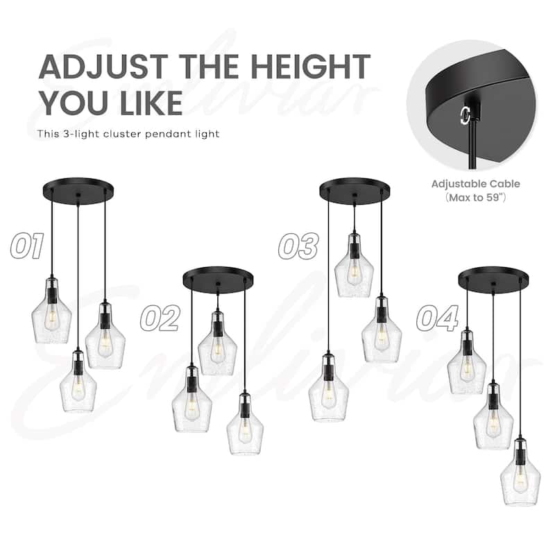 Modern 3-Light Kitchen Island Chandelier
