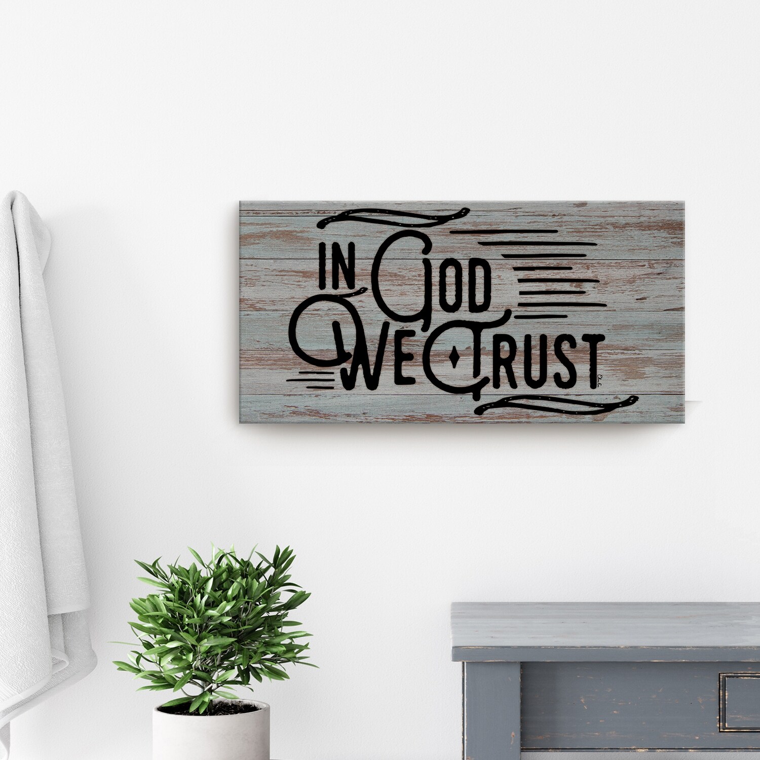 In God We Trust' Farmhouse Wrapped Canvas Textual Wall Art - Overstock -  32562597