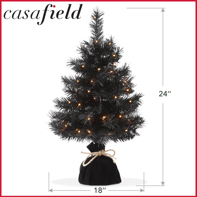 2ft PreLit Artificial Mini Tabletop Christmas Tree with Cloth Base