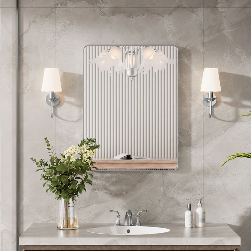 Modern Rounded Rectangle Metal Frame Wall Mirror for Bathroom Vanity (1 Piece)