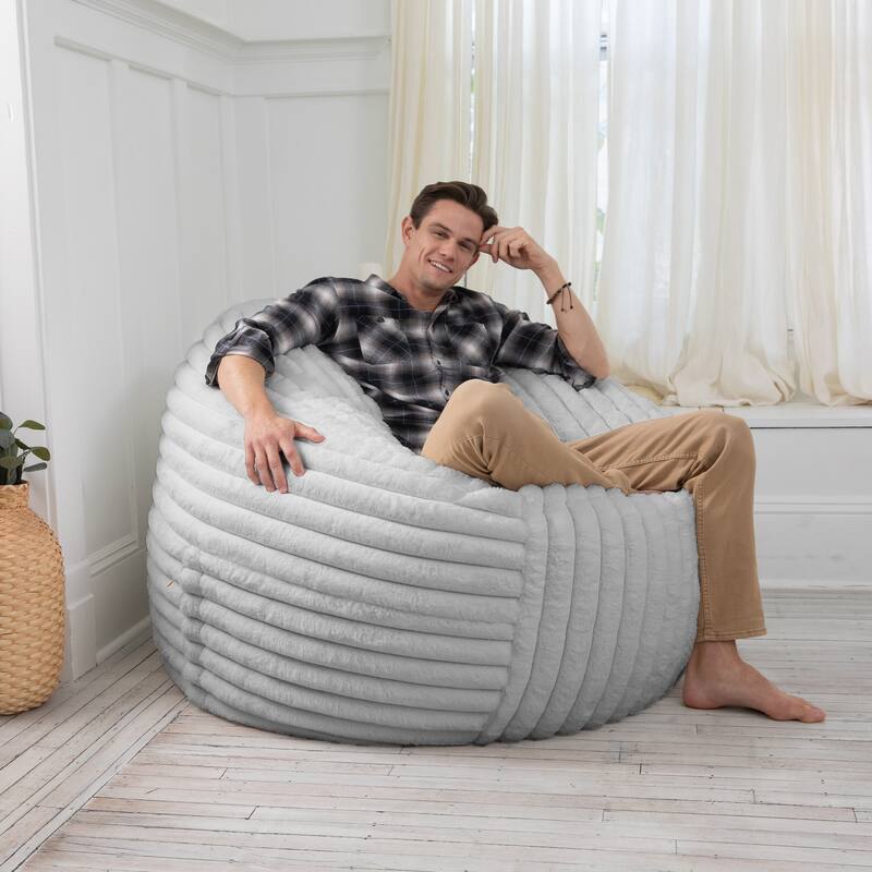 Jaxx Saxx 5 Foot Large Bean Bag Chair w/ Removable Cover for Adults, Mondo Fur