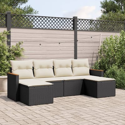 vidaXL Patio Sofa Set with Cushions Outdoor Conversation Furniture Poly Rattan
