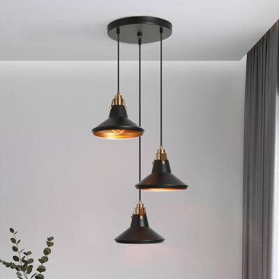 Carrall Modern 6-Light Black Gold Linear Chandelier Glass Pendant Light Fixture 28 L X 13.5 W X 9 H