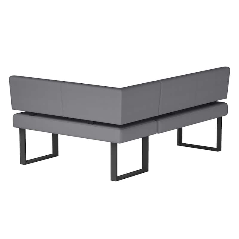 Somette Lillian Gray Upholstered Nook with Steel Legs