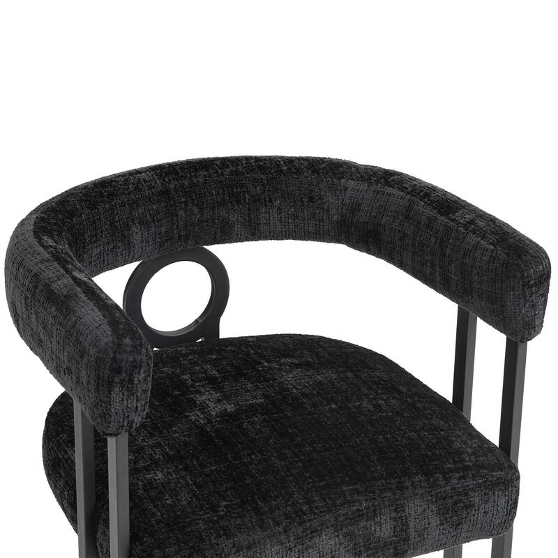 Mid-Century 2-Piece Barrel Side Chairs Dining Chair Armchair with Curved Backrest,Black