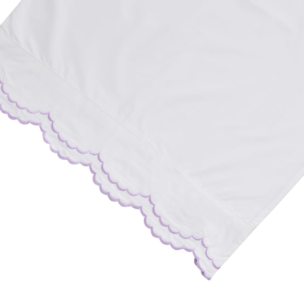 Percale Cotton Double Scalloped Embroidered Crisp Sheet Set