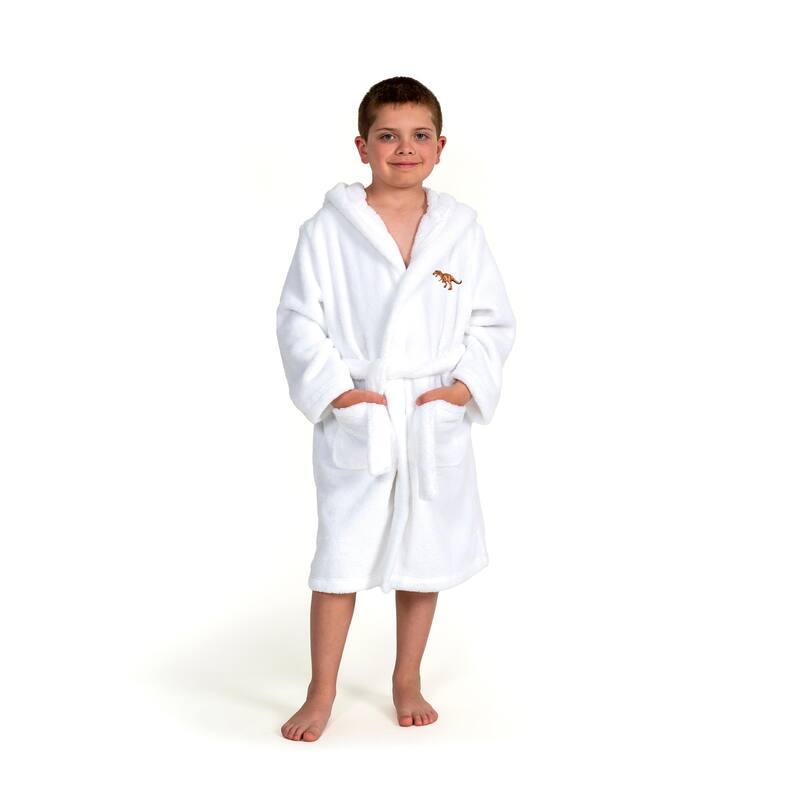Sweet Kids 100% Polyester SUPER PLUSH Double Brushed Hooded Bathrobe - DINO