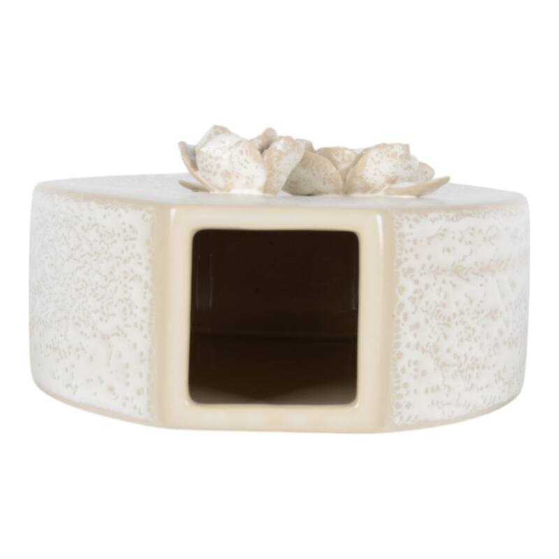 Ceramic Earthenware Textured Vase with Tapered Rim and Organic Pattern