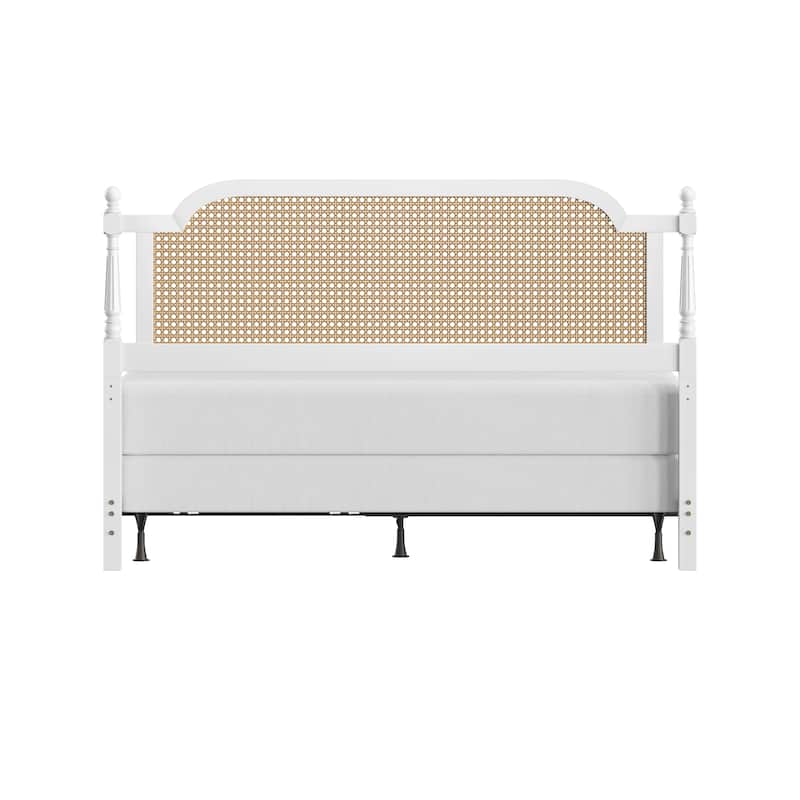 Hillsdale Melanie Wood and Cane Headboard with Frame, White