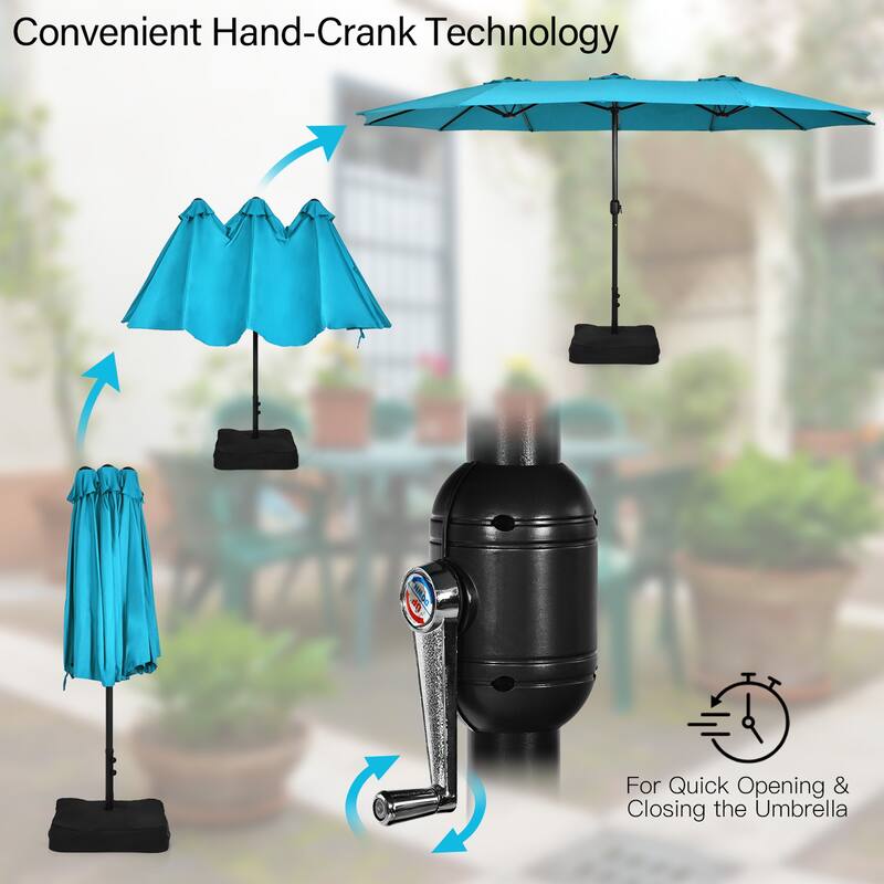 Gymax 15 ft Double-Sided Patio Twin Umbrella Extra-Large Market