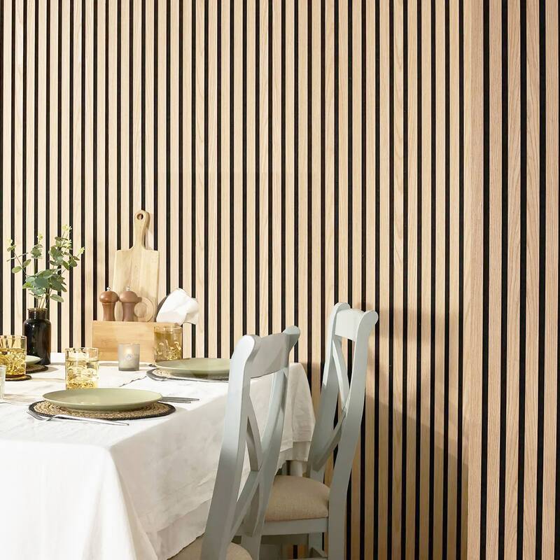 47" x 23" 3D Wood Slat Acoustic Wall Panels for Wall and Ceiling Decor, 4 Pcs - 47.24 inches D × 23.62 inches W × 0.82 inches H