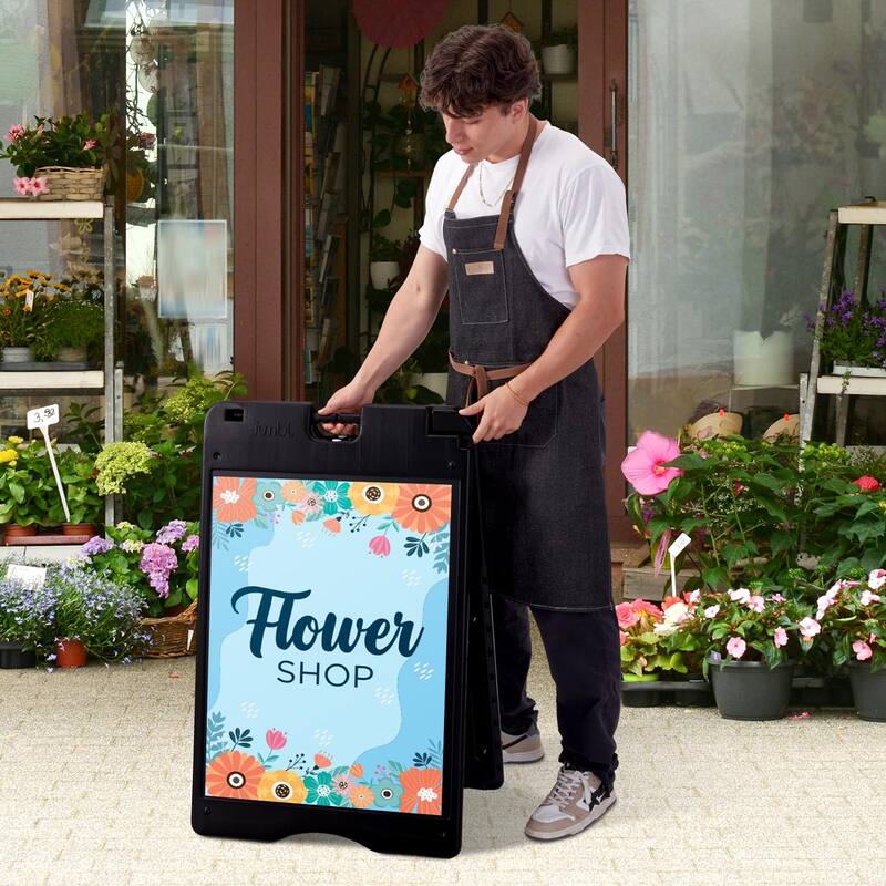 Jumbl 22 x 28 Dual Signage Stand for Storefront Sidewalk Curb (Black)