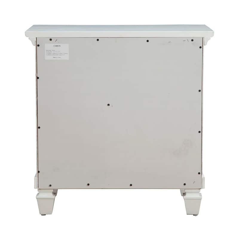 Pine Wood 3 Drawer Nightstand in White