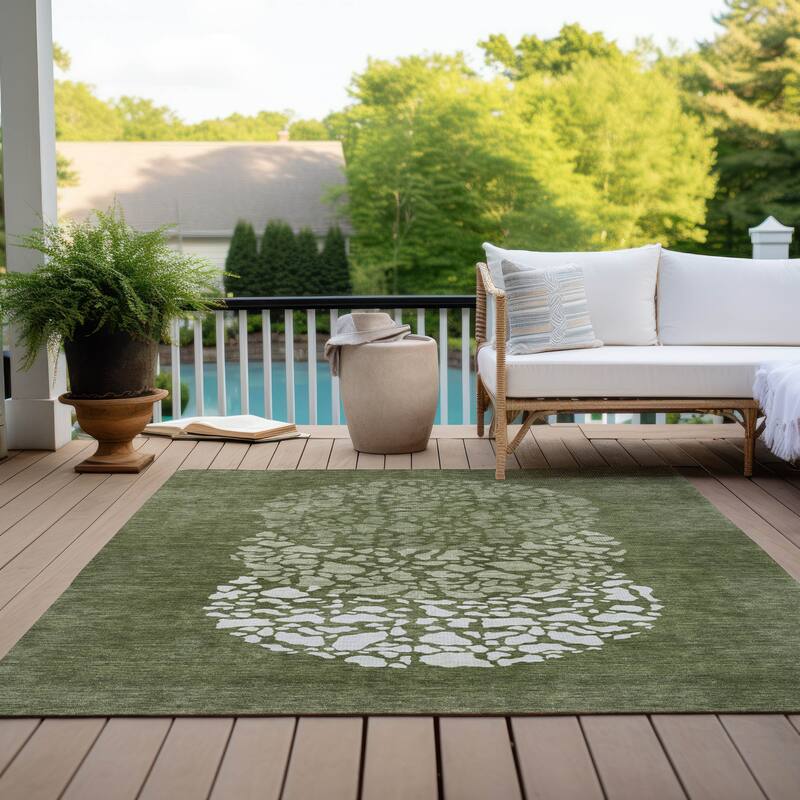 Machine Washable Indoor/ Outdoor Chantille Modern Mosaic Rug