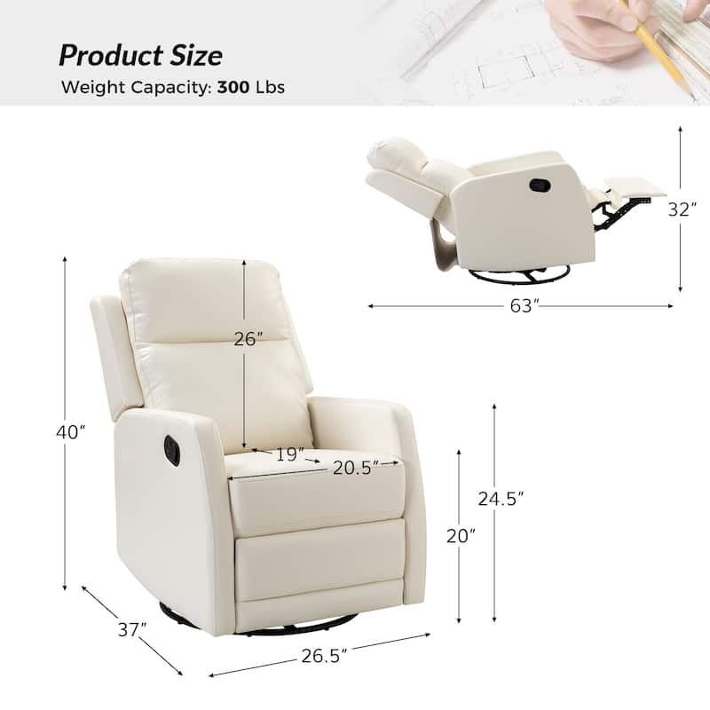 Esteban Modern Faux Leather Manual Rocking Swivel Recliner with Wingback