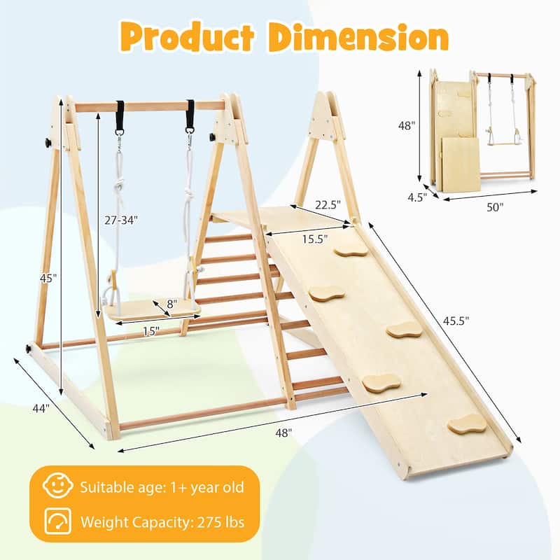 Gymax 5-in-1 Kids Indoor Playground w/ Slide Climbing Rock Adjustable