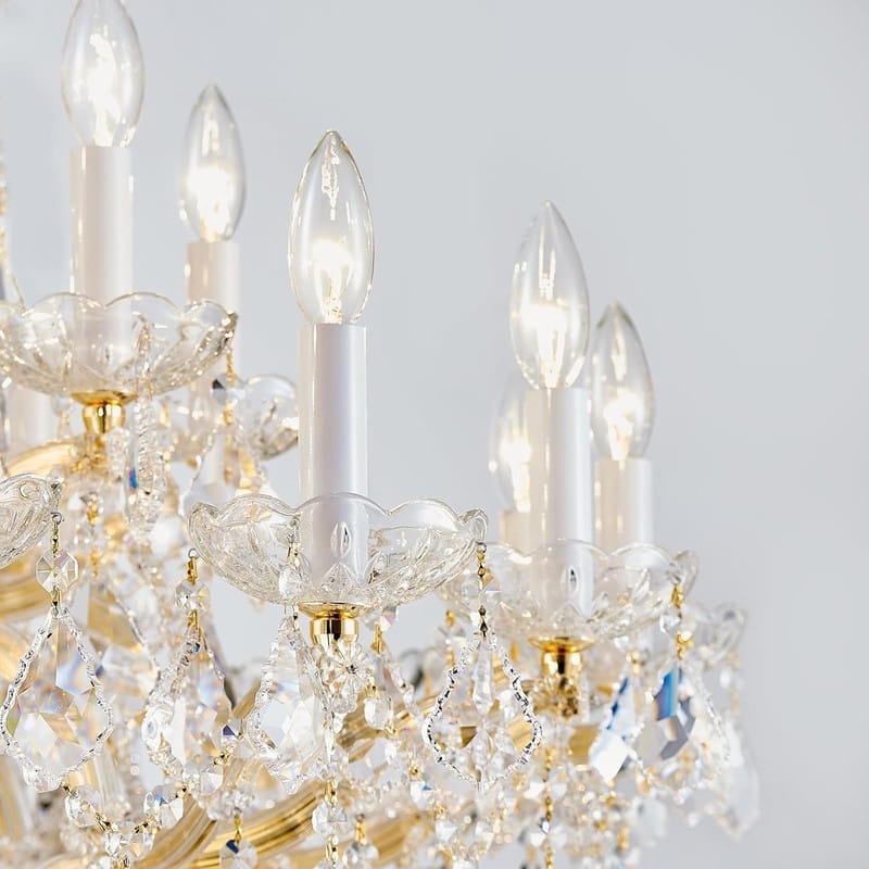 KAYLA Large Crystal Chandelier-24-Light Chandelier Light Fixture Modern Maria Theresa Crystal Chandeliers