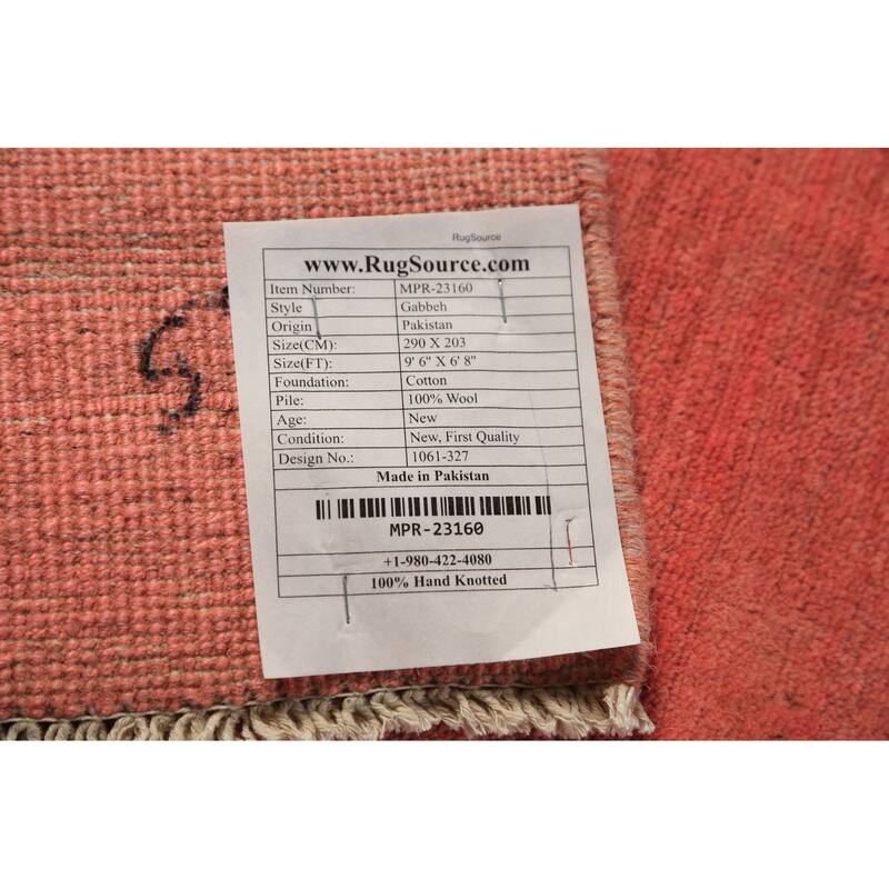 Pink Gabbeh Oriental Area Rug Handmade Wool Carpet - 6'8" x 9'6"