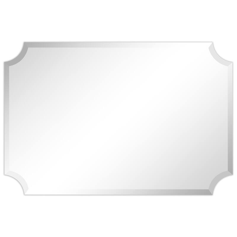 Frameless Rectangle Scalloped Beveled Wall Mirror, Bathroom, Vanity, Bedroom, Living room Mirror,1"-beveled Edge - Clear