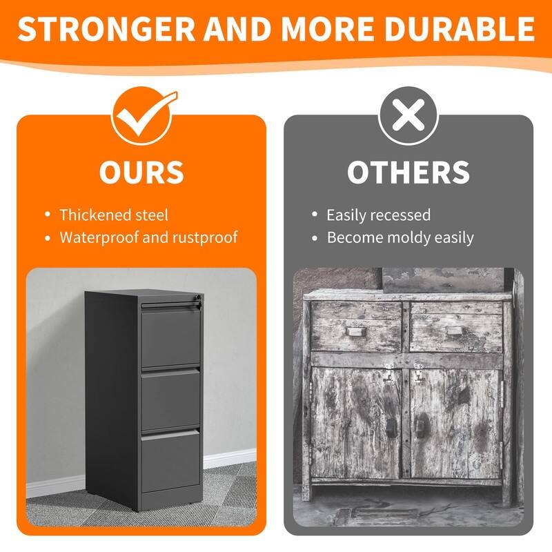 Metal File Cabinet with Drawer Heavy Duty Home Office Steel