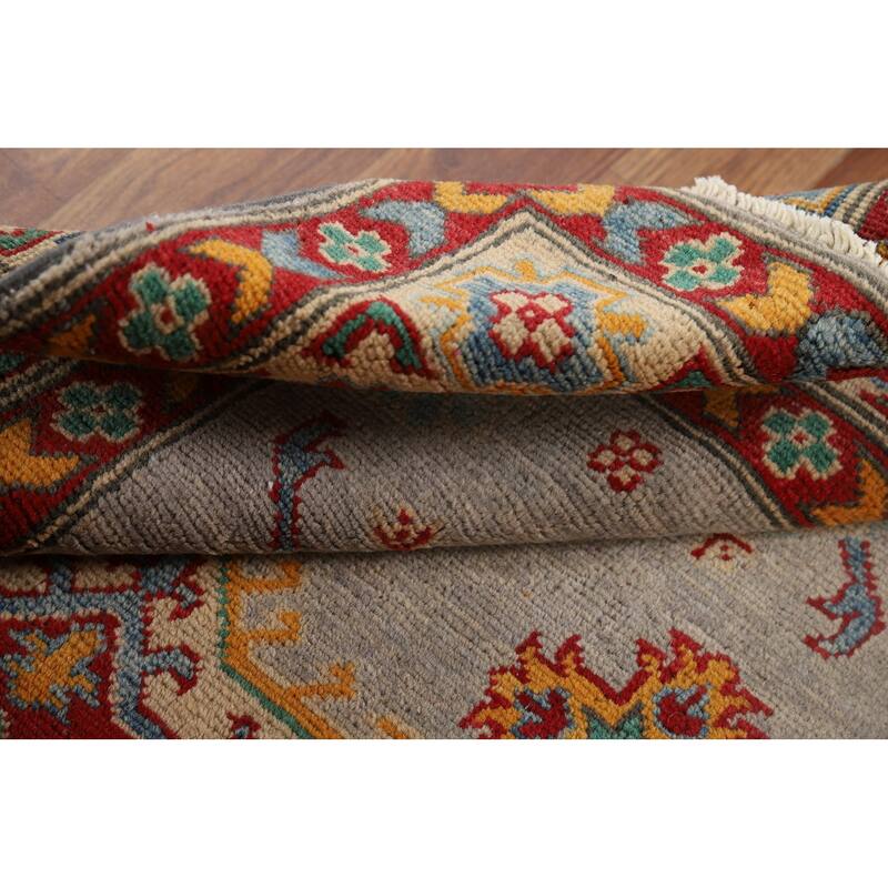 Kazak Oriental Foyer Rug Handmade Grey Wool Carpet - 3'4" x 5'1"