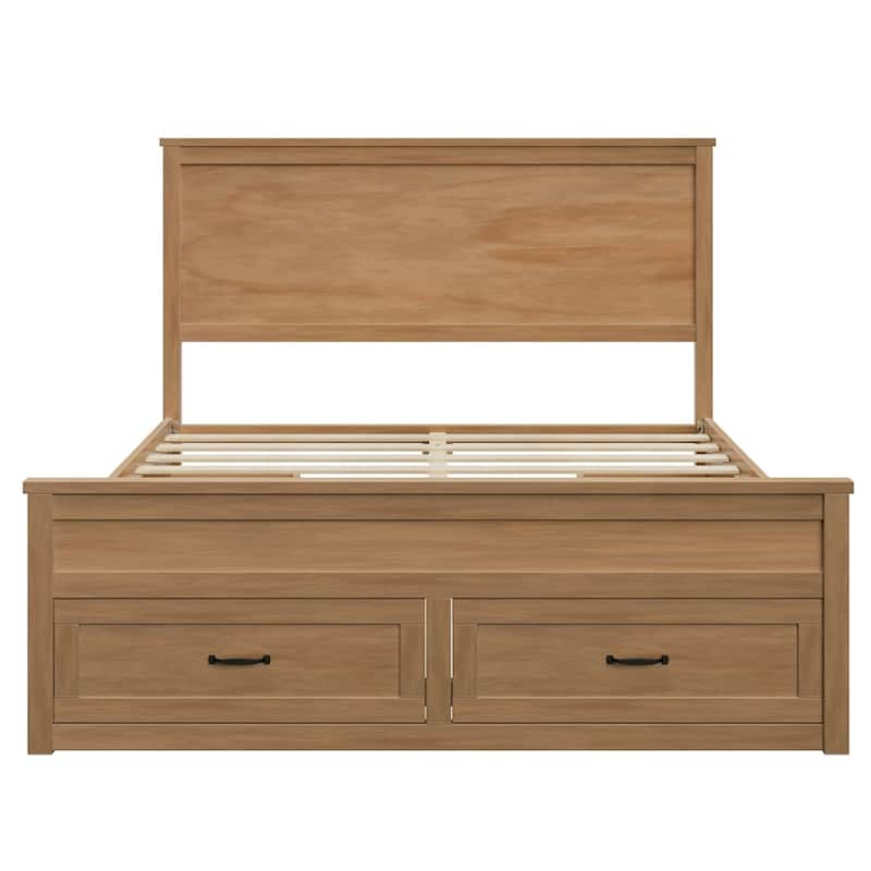 Modern Queen Size Wood Storage Bed Frame with 6 Drawers