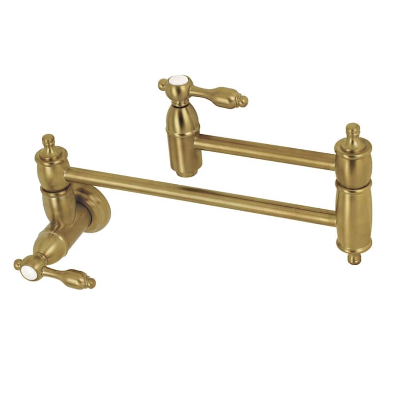 Tudor Wall Mounted Pot Filler Faucet - Brushed Brass