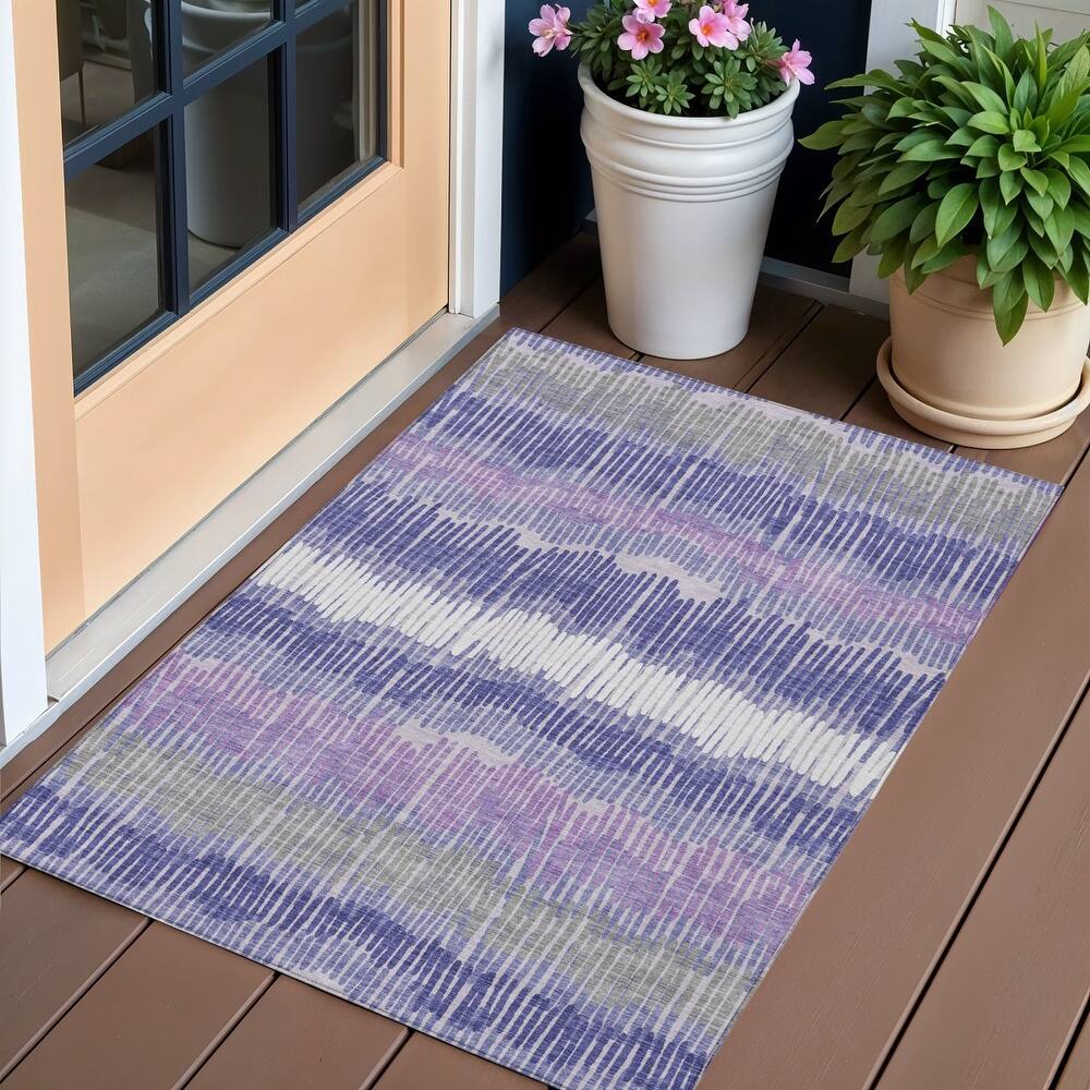 HomeRoots Striped Transitional Rectangle Outdoor Rug