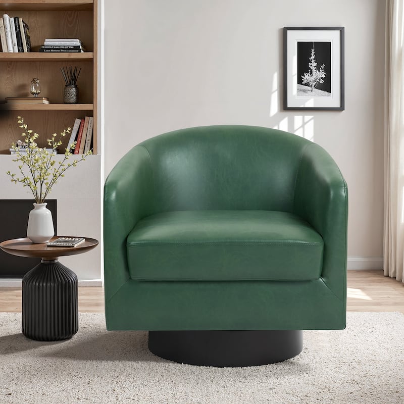 2 Set Modern Wide Round Swivel Accent Barrel Chairs