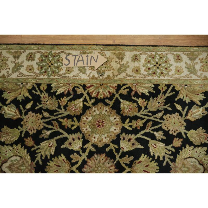 Hand Knotted Oriental 100% Wool Carpet Traditional Floral Black Agra Area Rug - 6' 4'' X 4' 1''