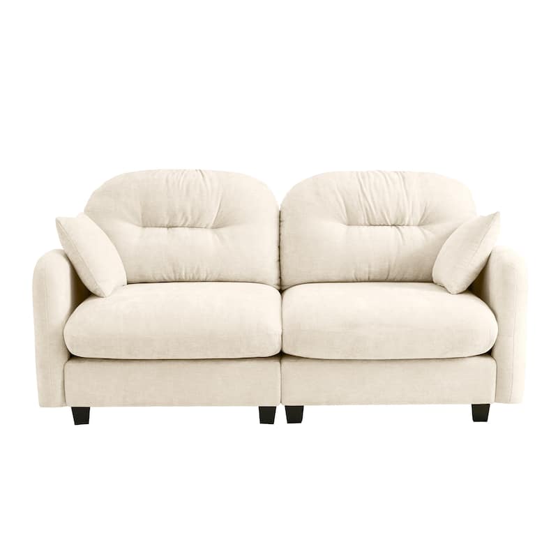 Chenille Fabric Upholstered Sectional Sofa, 2 Seat Cloud Couch with Tufted Backrest, Comfy Memory Foam Modular Loveseat