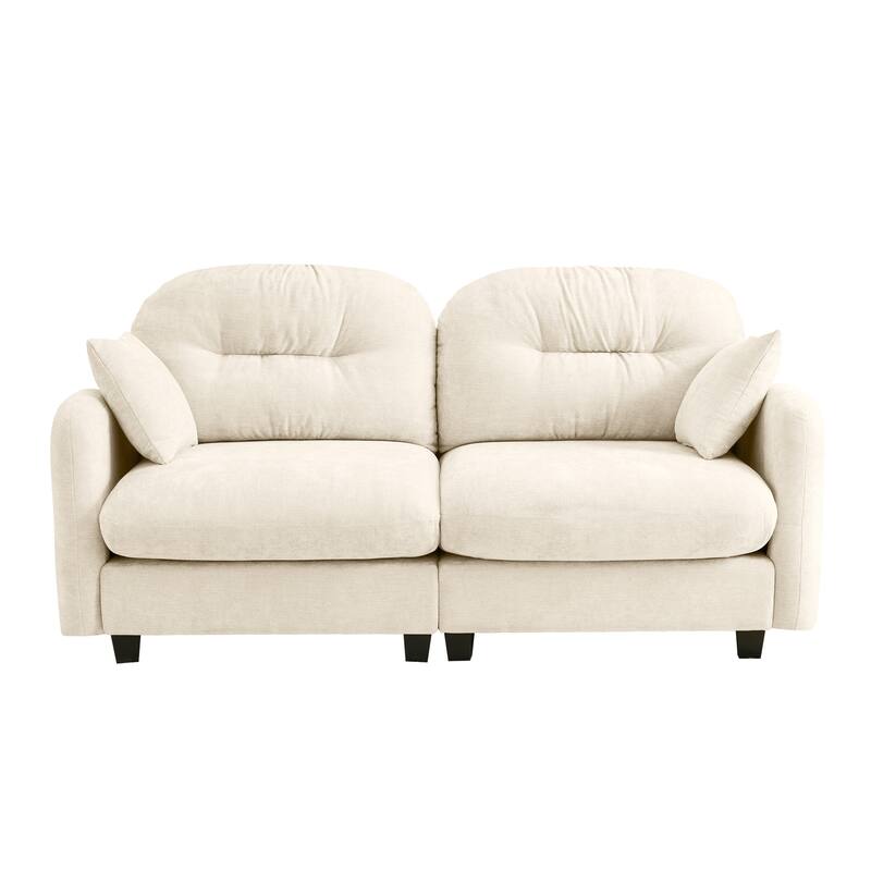 Minimalist Sectional Sofa Couch with Tufted Backrest, 2-Seater Sofa Couch Fabric Loveseat with Armrests