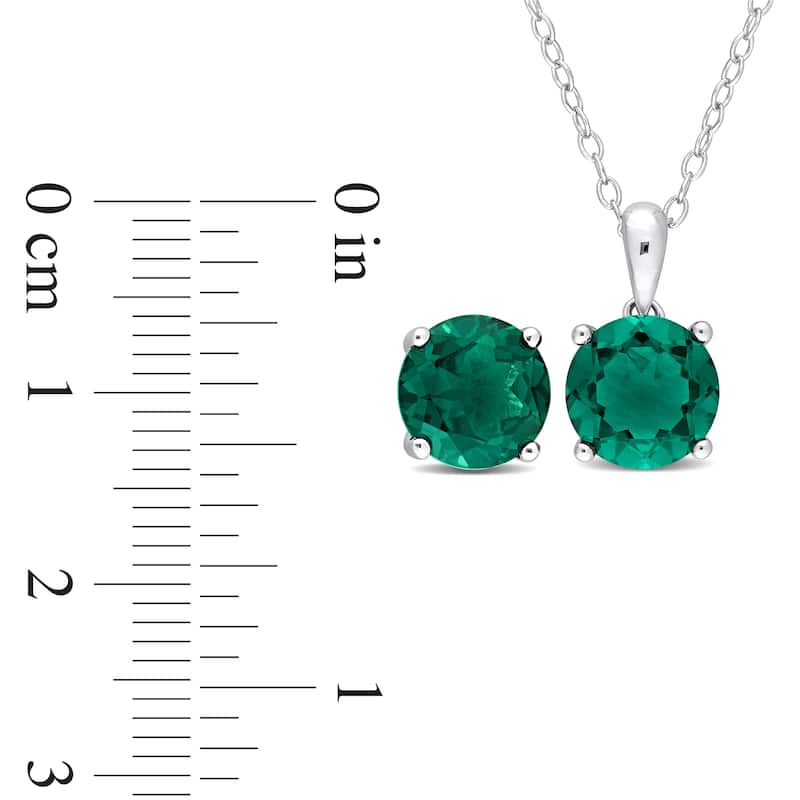 Miadora Gemstone Birthstone Earrings and Necklace Set Sterling Silver