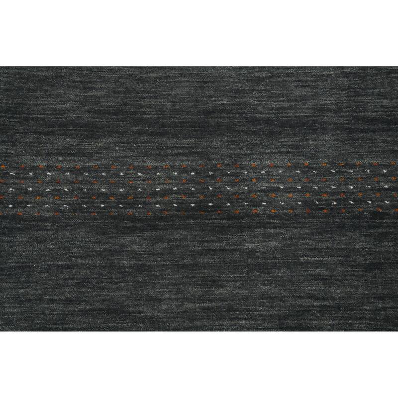 Hand Knotted Oriental 100% Wool Carpet Tribal Animal Pictorial Greys & Charcoal Gabbeh Area Rug - 8' 2'' X 5' 2''