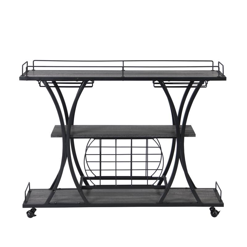 Industrial Bar cart Kitchen Bar&Serving cart for Home with Wheels 3 -Tier Storage Shelves