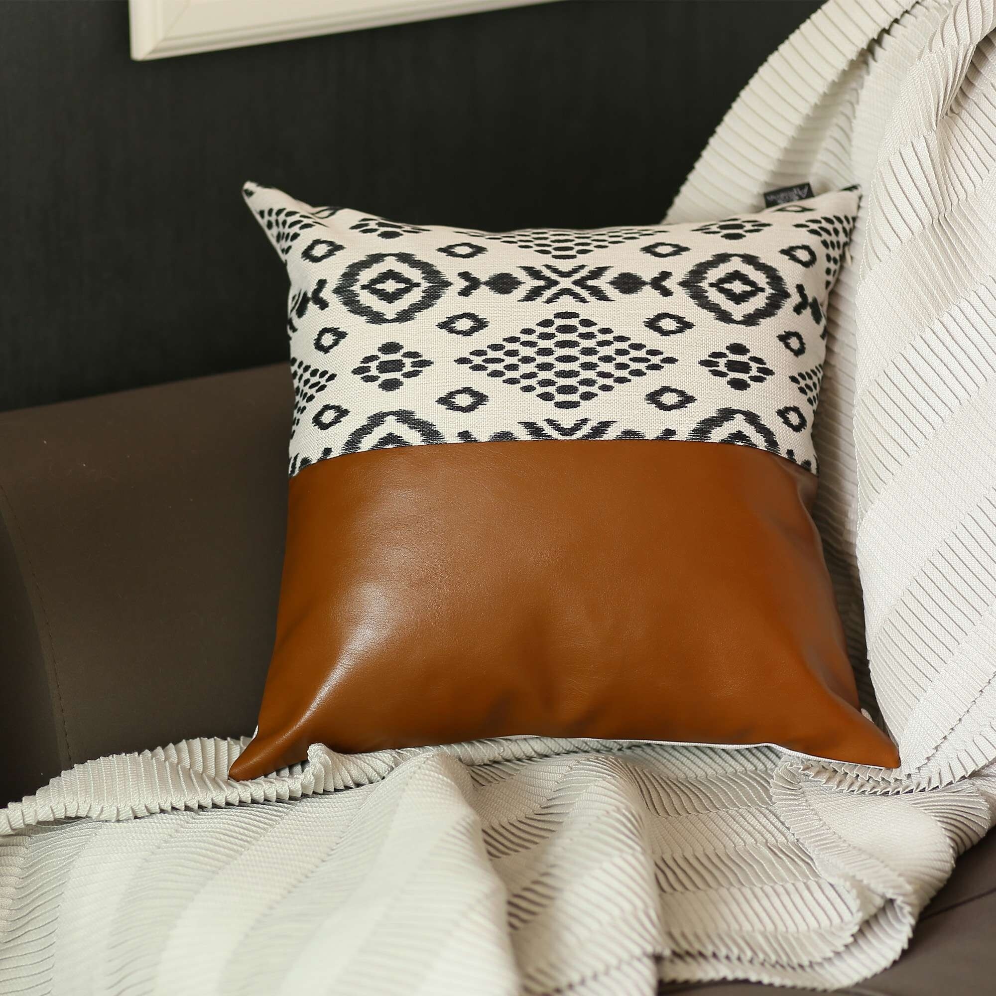 Faux leather throw shop pillows
