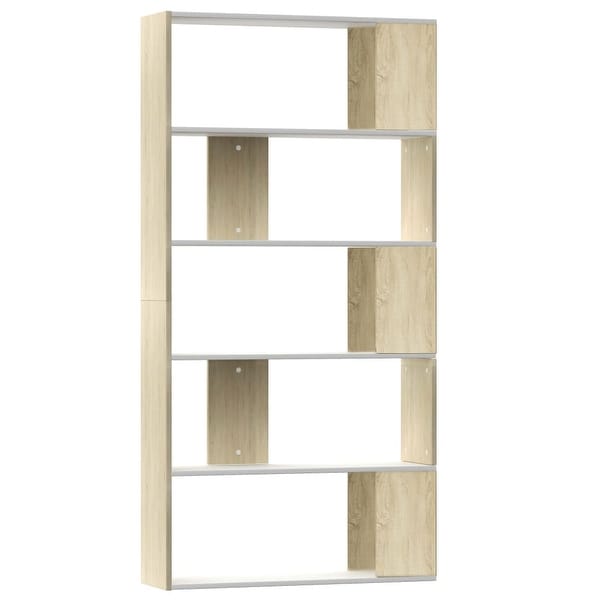 vidaXL Book Cabinet/Room Divider White&Sonoma Oak 31.5"x9.4"x62.6"