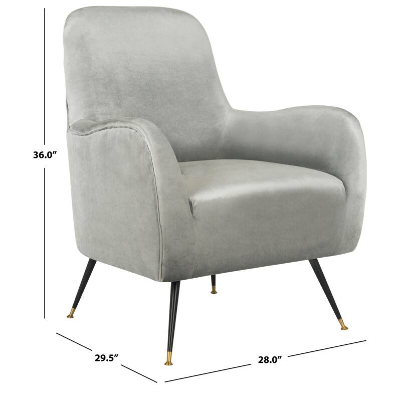 SAFAVIEH Nyla Mid-Century Modern Retro Velvet Light Grey Club Chair - 28" x 29.5" x 36" - 28Wx30Dx36H