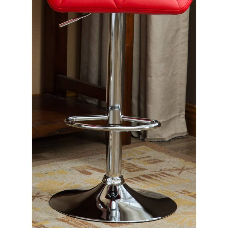 2-Piece Swivel Diamond-Tufted Leather Counter Stools Bar Stools with Adjustable Height & Footrest Dining Stools