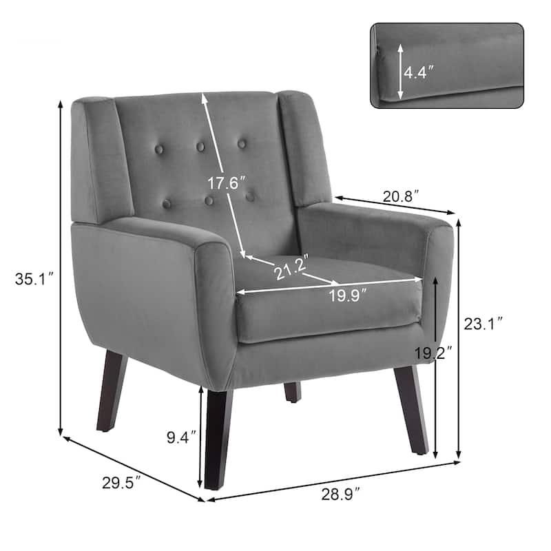 2 Set Modern Accent Chair Velvet Armchair