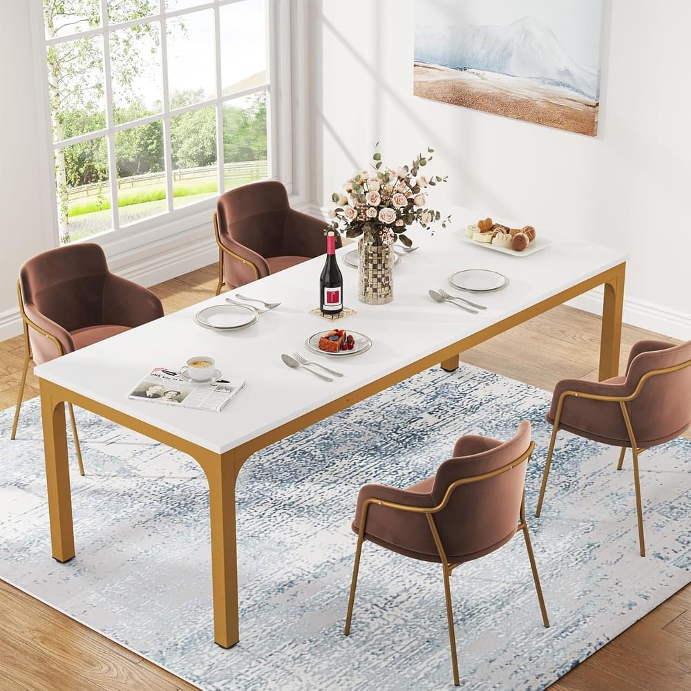 78.7" Rectangular Dining Table, Wood Kitchen Table for Home, Restaurant, Cafe, Office, Apartment, Bakery