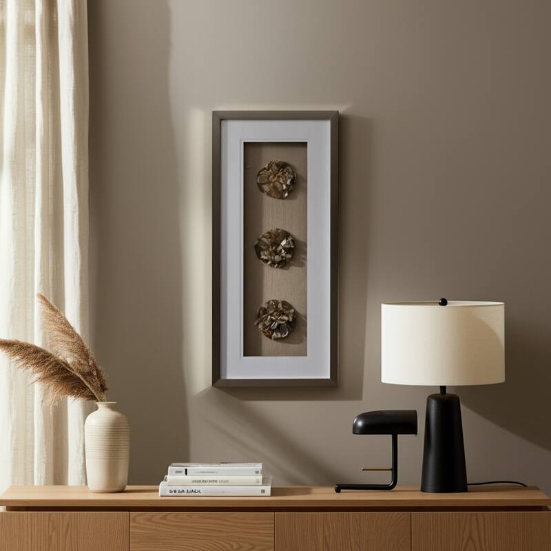 Agate Canvas Art Rectangle Textured Floral Wood Frame - 2" Brown