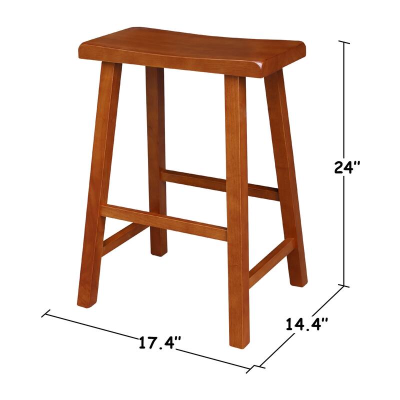 International Concepts Solid Wood Saddle Seat Dining Stool