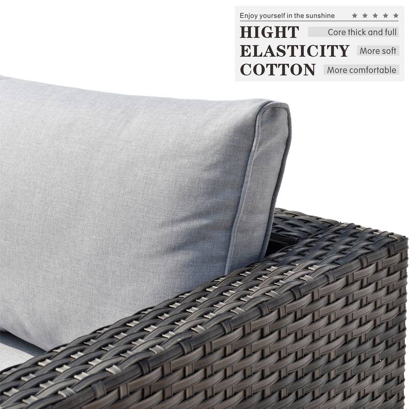 OVIOS 5-Piece Deep Seat Wicker Outdoor Patio Furniture Set