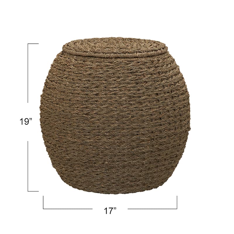 Household Essentials Handwoven Barrel Wicker Storage Basket Side Table - 17.0"L x 17.0"W x 19.0"H