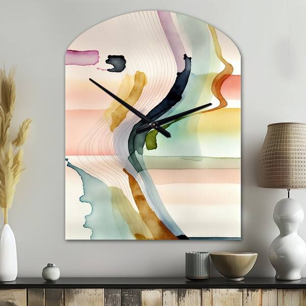 Designart - Multi- Abstract Minimalism Large Wall Clocks in Arch Shape ...