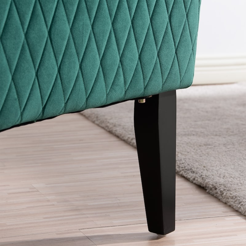 Upholstered Velvet Accent Chair with High Wingback and Wooden Legs