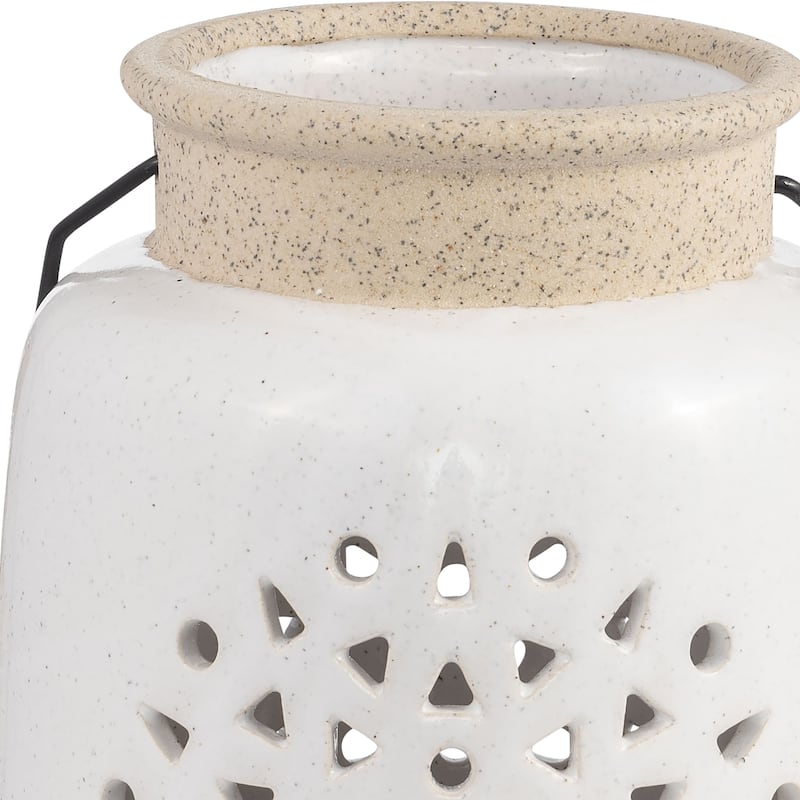 Sagebrook Home Artisan Lantern, Elegant Ceramic Design, Home Accent